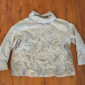 Pier Antonio Gaspari made in Italy blue oversized sweatshirt fleece inside silve